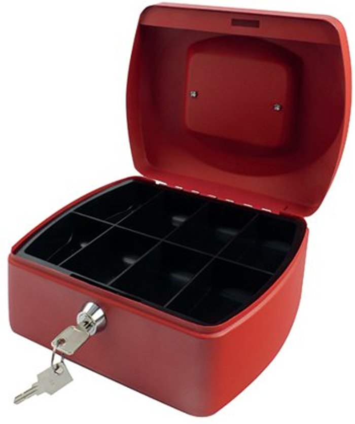 Office Monster | Q-Connect Q-Connect Cash Box 8 Inch Red KF04249 Q-Connect Q-Connect Cash Box 8 Inch Red KF04249