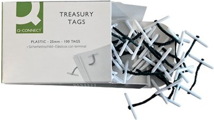 Office Monster | Q-Connect Q-Connect Plastic Treasury Tag 25mm (Pack of 100) KF04570 Q-Connect Q-Connect Plastic Treasury Tag 25mm (Pack of 100) KF04570