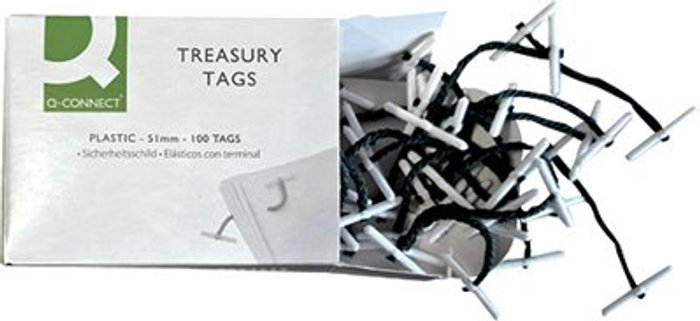 Office Monster | Q-Connect Q-Connect Plastic Treasury Tag 51mm (Pack of 100) KF04571 Q-Connect Q-Connect Plastic Treasury Tag 51mm (Pack of 100) KF04571