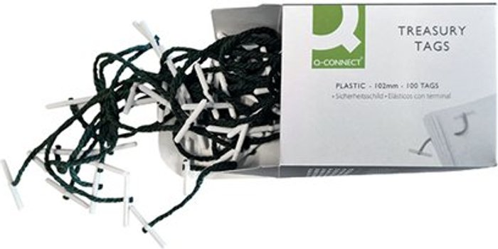 Office Monster | Q-Connect Q-Connect Plastic Treasury Tag 101mm (Pack of 100) KF04573 Q-Connect Q-Connect Plastic Treasury Tag 101mm (Pack of 100) KF04573