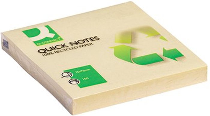 Office Monster | Q-Connect Q-Connect Quick Notes Recycled 76x76mm Yellow (Pack of 12) KF05609 Q-Connect Q-Connect Quick Notes Recycled 76x76mm Yellow (Pack of 12) KF05609