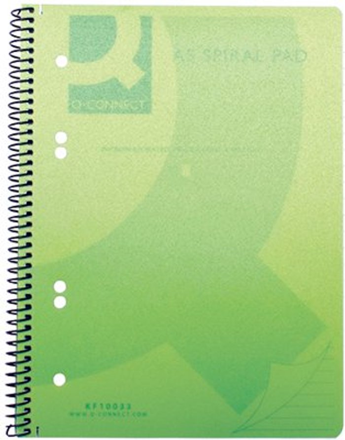 Office Monster | Q-Connect Q-Connect Spiral Bound Polypropylene Notebook 160 Pages A5 Green (Pack of 5) KF10033 Q-Connect Q-Connect Spiral Bound Polypropylene Notebook 160 Pages A5 Green (Pack of 5) KF10033