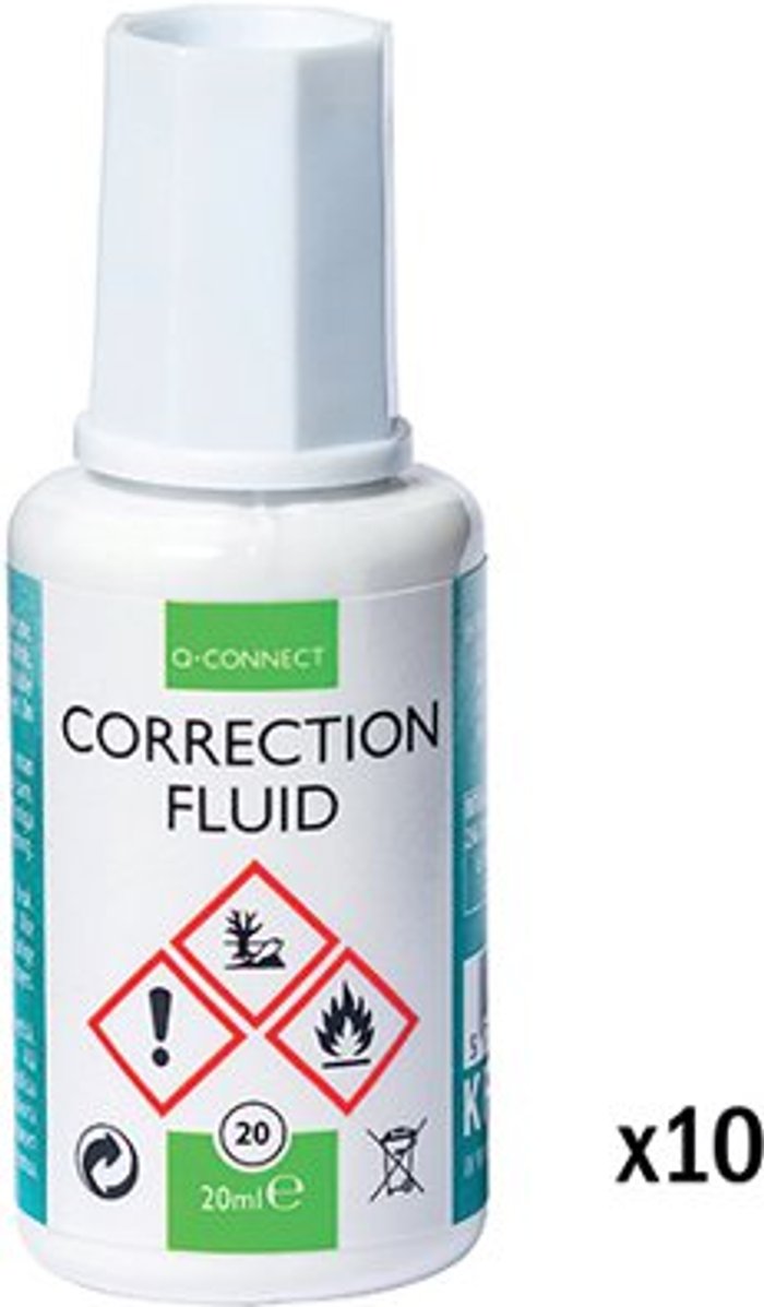 Office Monster | Q-Connect Q-Connect Correction Fluid 20ml (Pack of 10) KF10507Q Q-Connect Q-Connect Correction Fluid 20ml (Pack of 10) KF10507Q