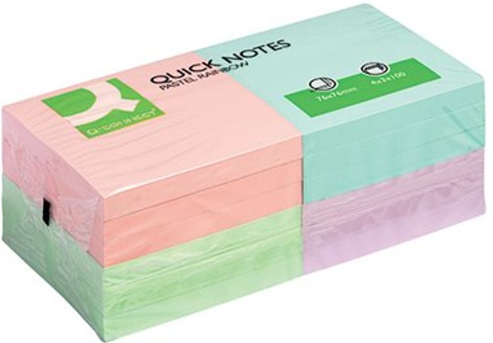 Office Monster | Q-Connect Q-Connect Quick Notes 76x76mm Pastel (Pack of 12) KF10509 Q-Connect Q-Connect Quick Notes 76x76mm Pastel (Pack of 12) KF10509