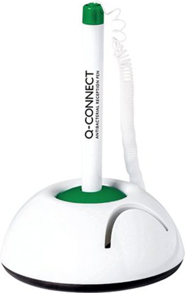 Office Monster | Q-Connect Q-Connect Antibacterial Reception Pen w/Paper Holder Plus x3 Ink Blue Q-Connect Q-Connect Antibacterial Reception Pen w/Paper Holder Plus x3 Ink Blue