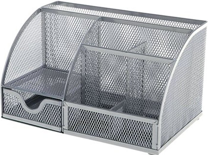 Office Monster | Q-Connect Q-Connect Curved Desktop Organiser Silver KF17302 Q-Connect Q-Connect Curved Desktop Organiser Silver KF17302