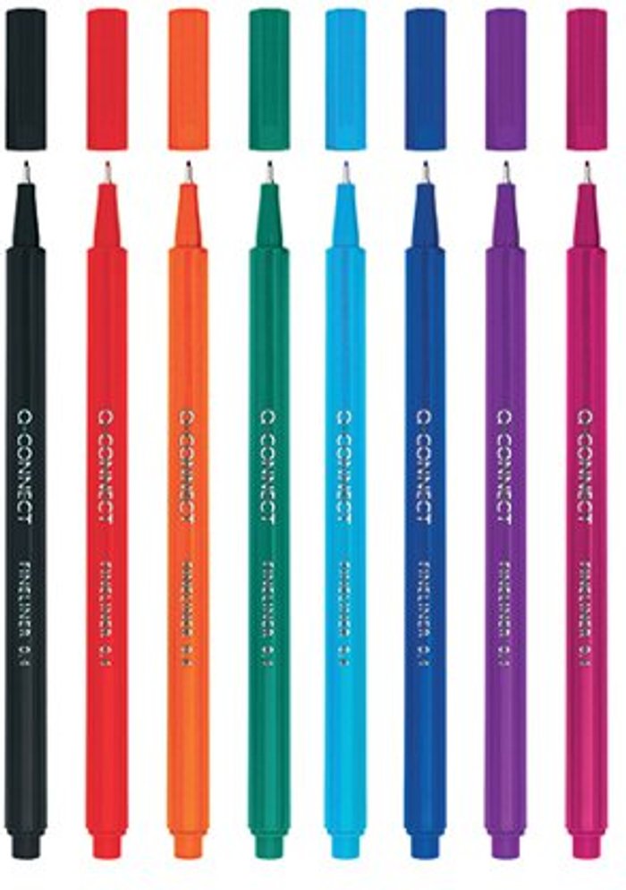 Office Monster | Q-Connect Q-Connect Triangular Fineliners Assorted Colour (Pack of 8) KF18050 Q-Connect Q-Connect Triangular Fineliners Assorted Colour (Pack of 8) KF18050