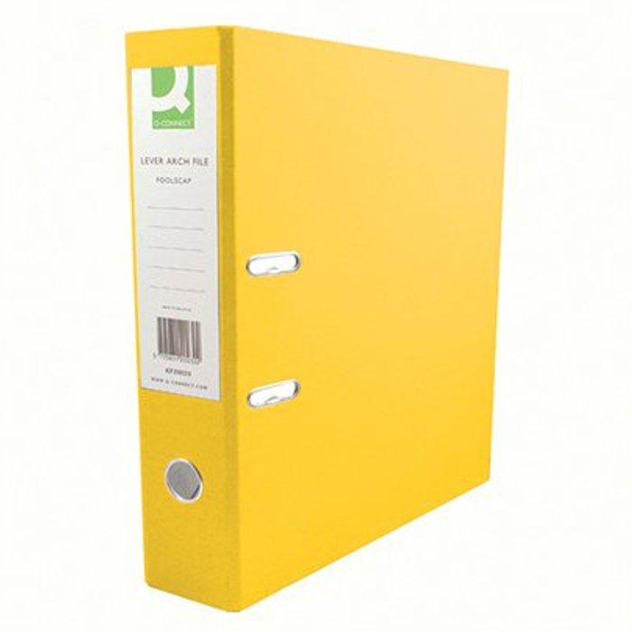 Office Monster | Q-Connect Q-Connect 70mm Lever Arch File Polypropylene A4 Yellow (Pack of 10) KF20023 Q-Connect Q-Connect 70mm Lever Arch File Polypropylene A4 Yellow (Pack of 10) KF20023