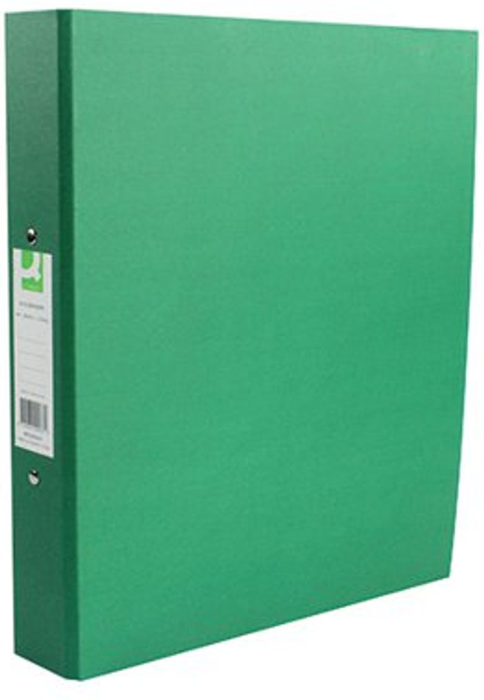 Office Monster | Q-Connect Q-Connect 2 Ring 25mm Paper Over Board Green A4 Binder (Pack of 10) KF20037 Q-Connect Q-Connect 2 Ring 25mm Paper Over Board Green A4 Binder (Pack of 10) KF20037