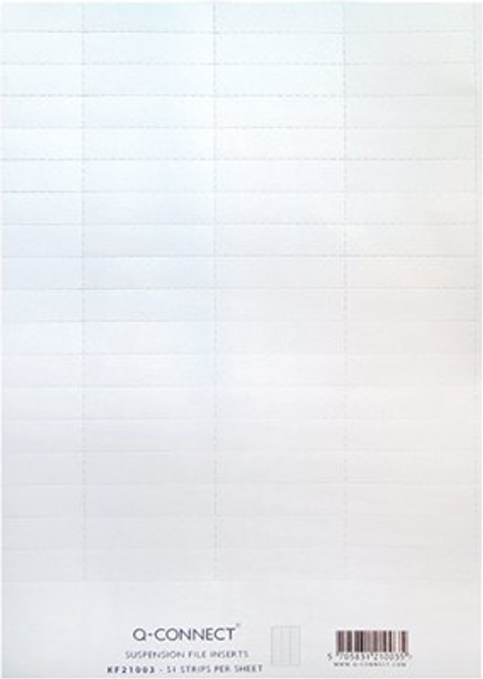 Office Monster | Q-Connect Q-Connect Suspension File Insert White (Pack of 51) KF21003 Q-Connect Q-Connect Suspension File Insert White (Pack of 51) KF21003