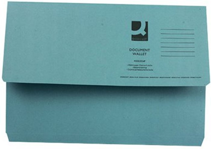 Office Monster | Q-Connect Q-Connect Document Wallet Foolscap Blue (Pack of 50) KF23011 Q-Connect Q-Connect Document Wallet Foolscap Blue (Pack of 50) KF23011