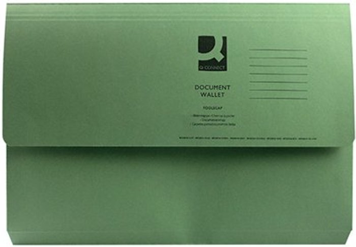 Office Monster | Q-Connect Q-Connect Document Wallet Foolscap Green (Pack of 50) KF23012 Q-Connect Q-Connect Document Wallet Foolscap Green (Pack of 50) KF23012