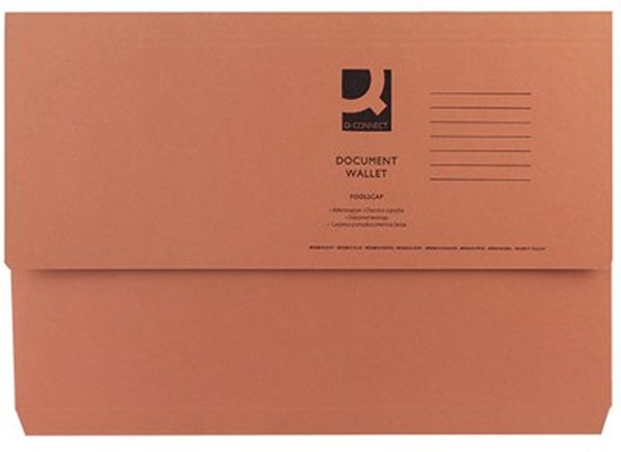 Office Monster | Q-Connect Q-Connect Document Wallet Foolscap Orange (Pack of 50) KF23014 Q-Connect Q-Connect Document Wallet Foolscap Orange (Pack of 50) KF23014