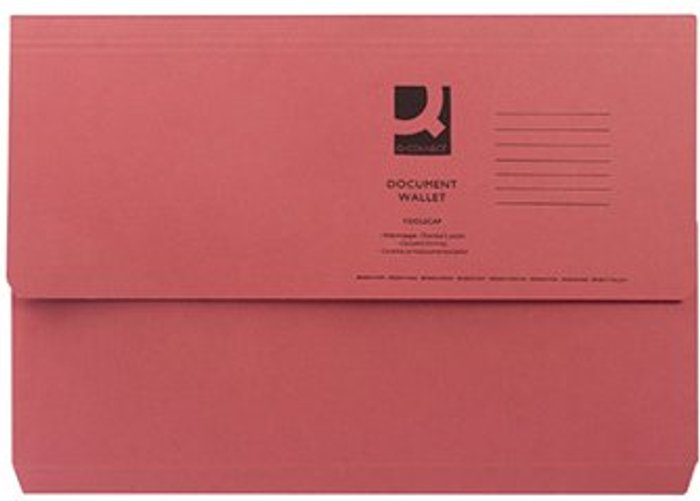Office Monster | Q-Connect Q-Connect Document Wallet Foolscap Red (Pack of 50) KF23016 Q-Connect Q-Connect Document Wallet Foolscap Red (Pack of 50) KF23016