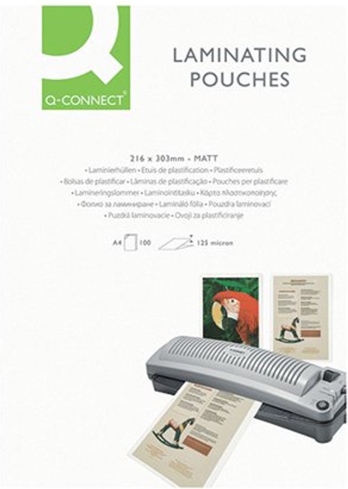 Office Monster | Q-Connect Q-Connect Matt A4 Laminating Pouch 250 Micron (Pack of 100) KF24055 Q-Connect Q-Connect Matt A4 Laminating Pouch 250 Micron (Pack of 100) KF24055