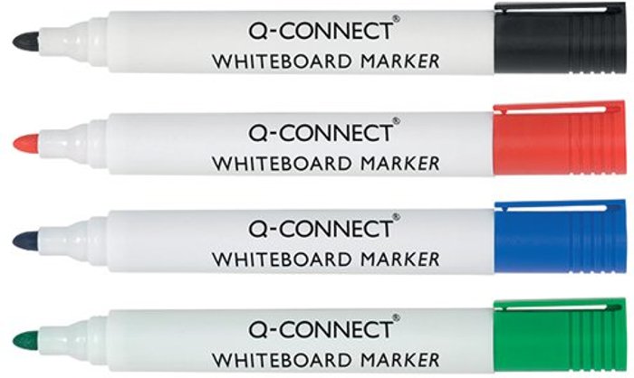 Office Monster | Q-Connect Q-Connect Drywipe Marker Pen Assorted (Pack of 4) KF26038 Q-Connect Q-Connect Drywipe Marker Pen Assorted (Pack of 4) KF26038