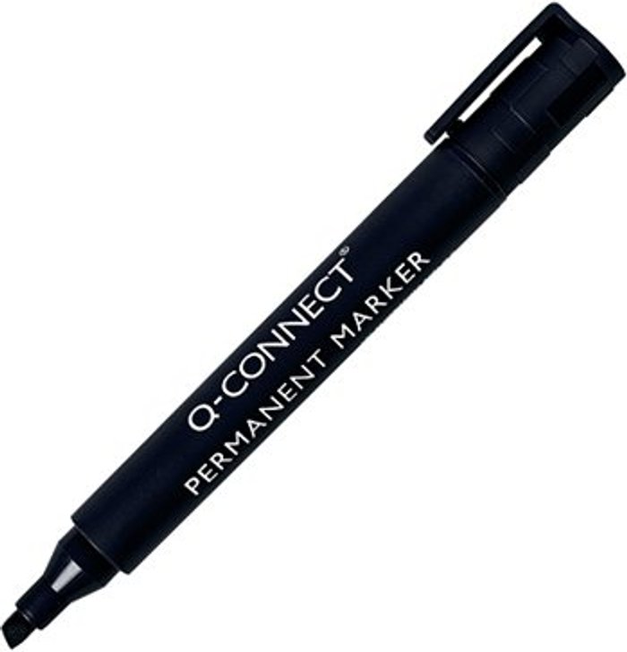 Office Monster | Q-Connect Q-Connect Permanent Marker Pen Chisel Tip Black (Pack of 10) KF26042 Q-Connect Q-Connect Permanent Marker Pen Chisel Tip Black (Pack of 10) KF26042