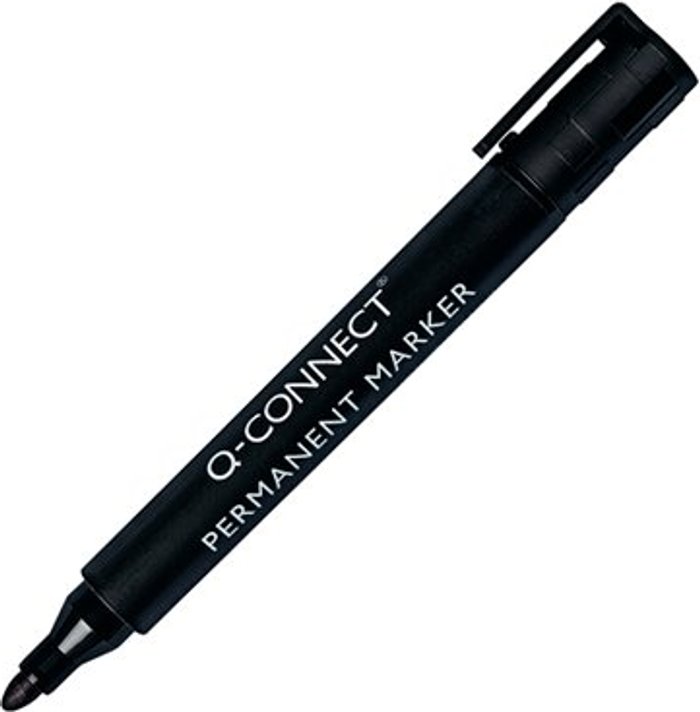 Office Monster | Q-Connect Q-Connect Permanent Marker Pen Bullet Tip Black (Pack of 10) KF26045 Q-Connect Q-Connect Permanent Marker Pen Bullet Tip Black (Pack of 10) KF26045