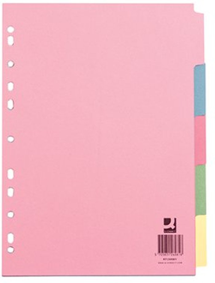 Office Monster | Q-Connect Q-Connect 5-Part Subject Divider Multi-Punched A4 KF26081 Q-Connect Q-Connect 5-Part Subject Divider Multi-Punched A4 KF26081