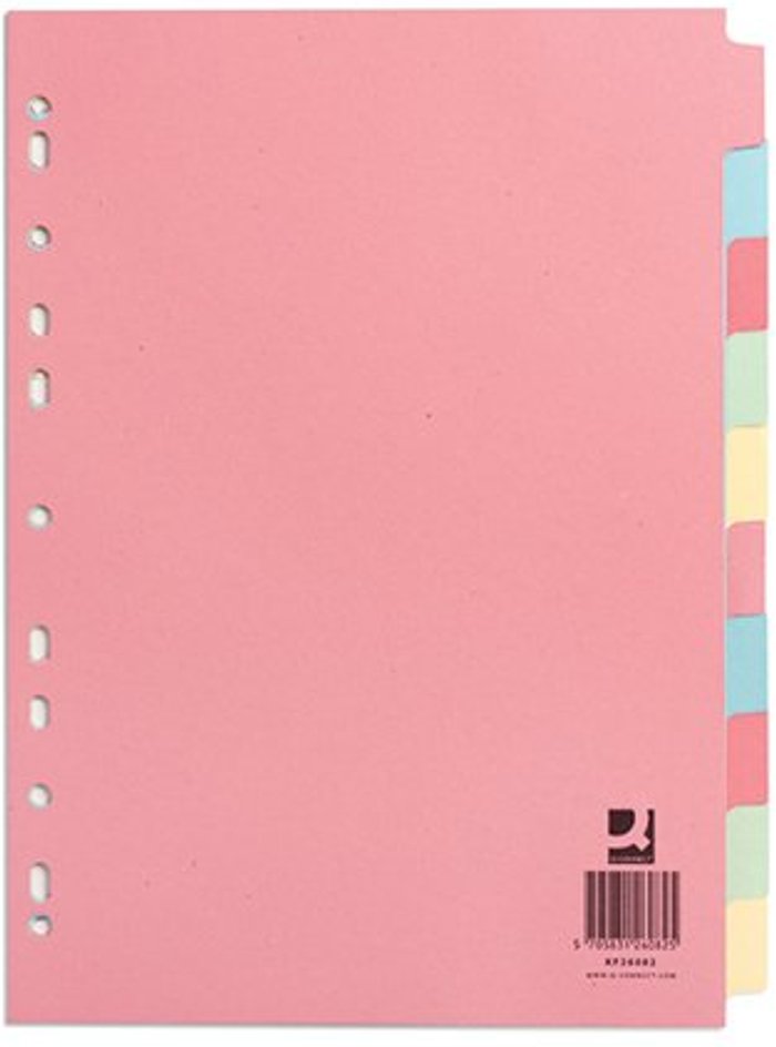 Office Monster | Q-Connect Q-Connect 10-Part Subject Divider Multi-Punched A4 KF26082 Q-Connect Q-Connect 10-Part Subject Divider Multi-Punched A4 KF26082