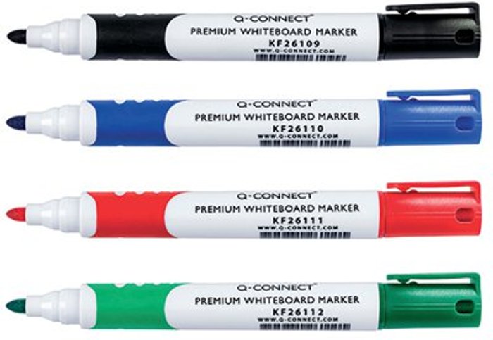 Office Monster | Q-Connect Q-Connect Premium Whiteboard Marker Bullet Tip Assorted (Pack of 4) KF26113 Q-Connect Q-Connect Premium Whiteboard Marker Bullet Tip Assorted (Pack of 4) KF26113