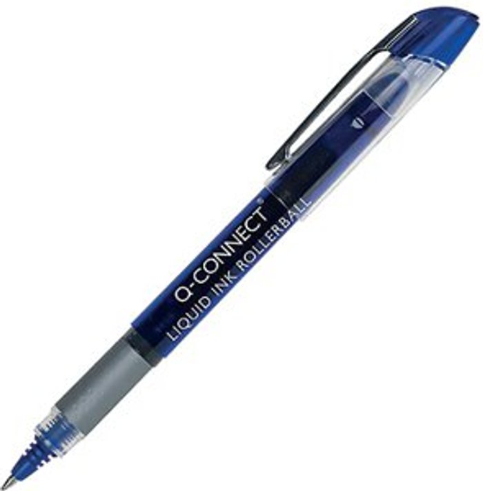 Office Monster | Q-Connect Q-Connect Liquid Ink Rollerball Pen Fine Blue (Pack of 10) KF50140 Q-Connect Q-Connect Liquid Ink Rollerball Pen Fine Blue (Pack of 10) KF50140