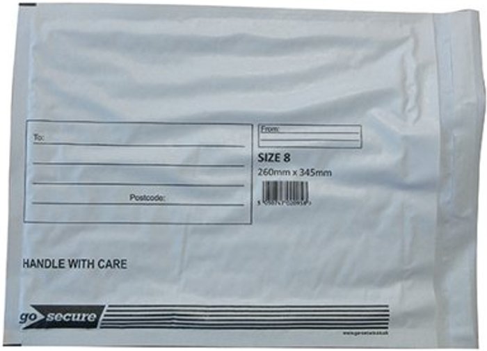 Office Monster | GoSecure GoSecure Bubble Envelope Size 8 260x345mm White (Pack of 50) KF71454 GoSecure GoSecure Bubble Envelope Size 8 260x345mm White (Pack of 50) KF71454
