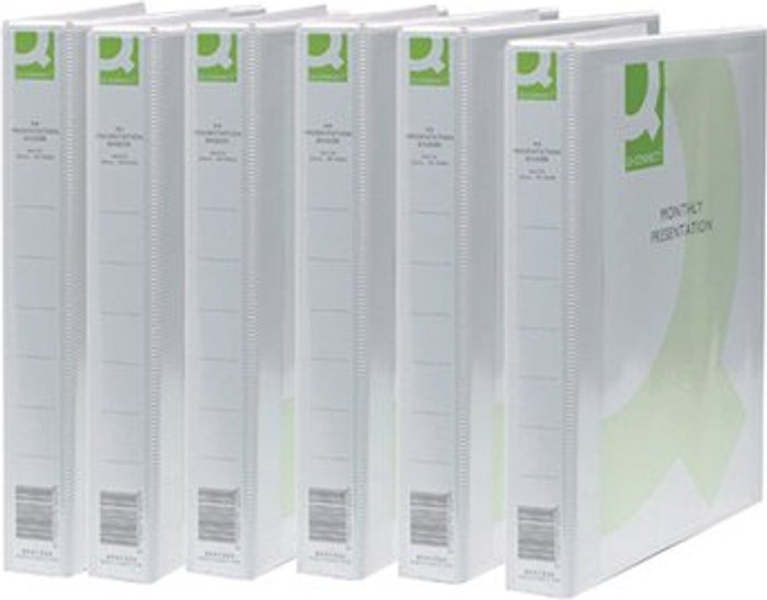 Office Monster | Q-Connect Q-Connect Presentation 25mm 2D Ring Binder A4 White (Pack of 6) KF72645 Q-Connect Q-Connect Presentation 25mm 2D Ring Binder A4 White (Pack of 6) KF72645