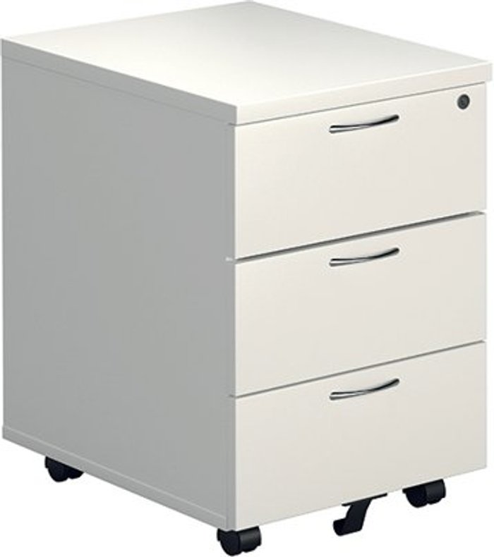 Office Monster | Jemini Jemini 3 Drawer Mobile Pedestal 400x500x595mm White KF74148 Jemini Jemini 3 Drawer Mobile Pedestal 400x500x595mm White KF74148