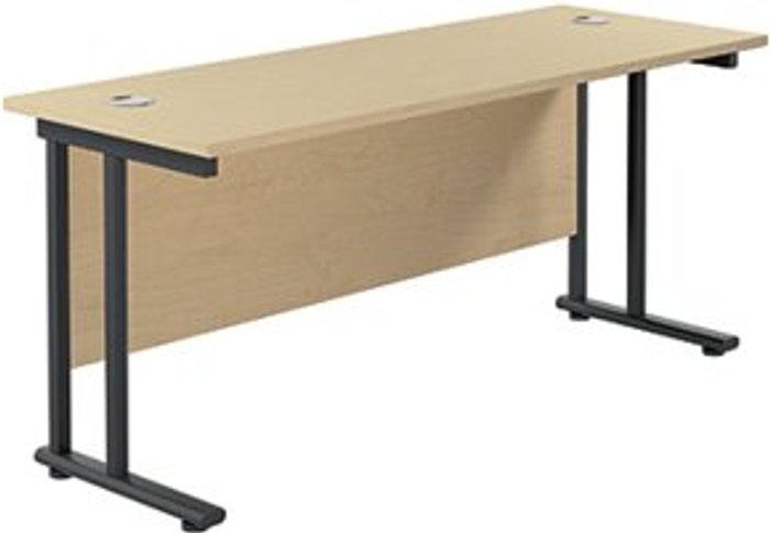 Office Monster | Jemini Jemini Rectangular Double Upright Cantilever Desk 1800x600x730mm Maple/Black KF820222 Jemini Jemini Rectangular Double Upright Cantilever Desk 1800x600x730mm Maple/Black KF820222
