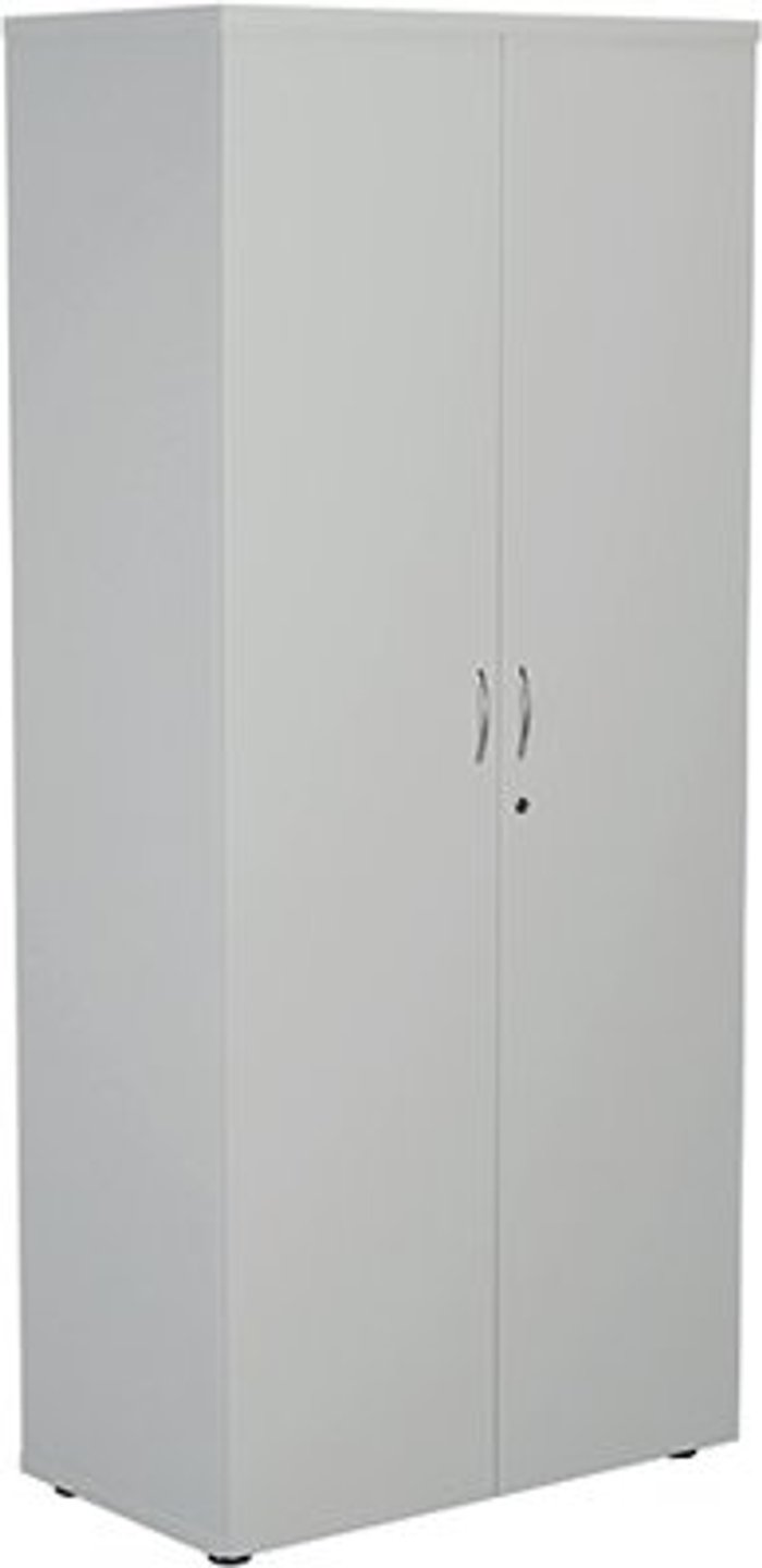 Office Monster | First First Wooden Storage Cupboard 800x450x1800mm White KF820987 First First Wooden Storage Cupboard 800x450x1800mm White KF820987