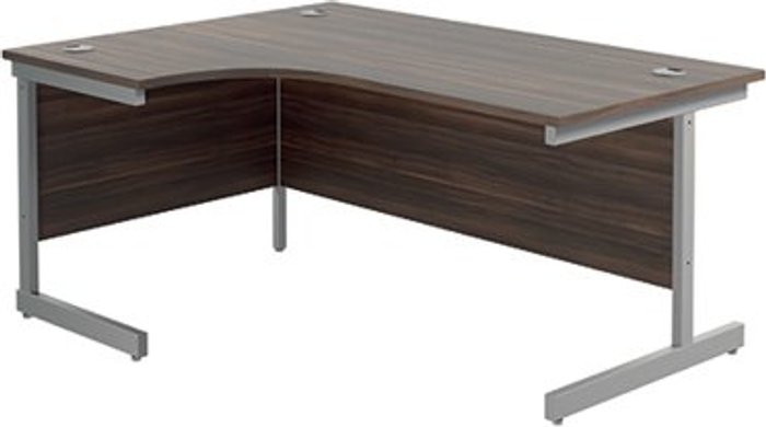 Office Monster | Jemini Jemini Radial Left Hand Desk 1600x800-1200x730mm Grey Oak/Silver 600mm Desk High Pedestal KF822671 Jemini Jemini Radial Left Hand Desk 1600x800-1200x730mm Grey Oak/Silver 600mm Desk High Pedestal KF822671