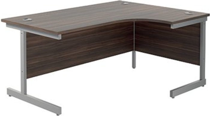 Office Monster | Jemini Jemini Radial Right Hand Desk 1600x800-1200x730mm Grey Oak/Silver 600mm Desk High Pedestal KF822681 Jemini Jemini Radial Right Hand Desk 1600x800-1200x730mm Grey Oak/Silver 600mm Desk High Pedestal KF822681