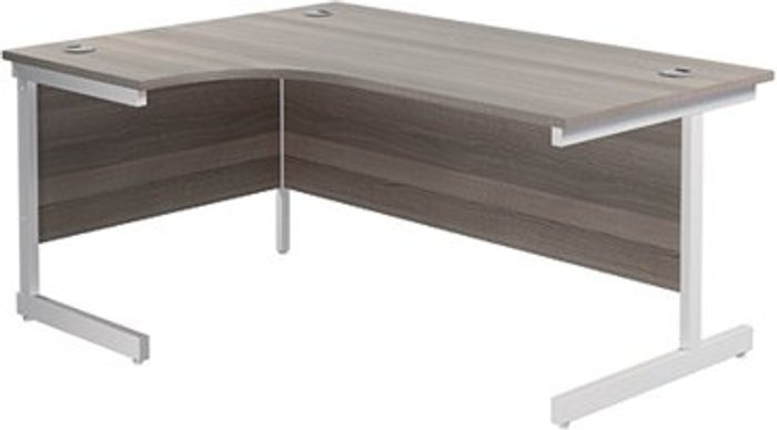 Office Monster | Jemini Jemini Radial Left Hand Single Upright Desk 1600x800-1200x730mm Grey Oak/White KF822701 Jemini Jemini Radial Left Hand Single Upright Desk 1600x800-1200x730mm Grey Oak/White KF822701