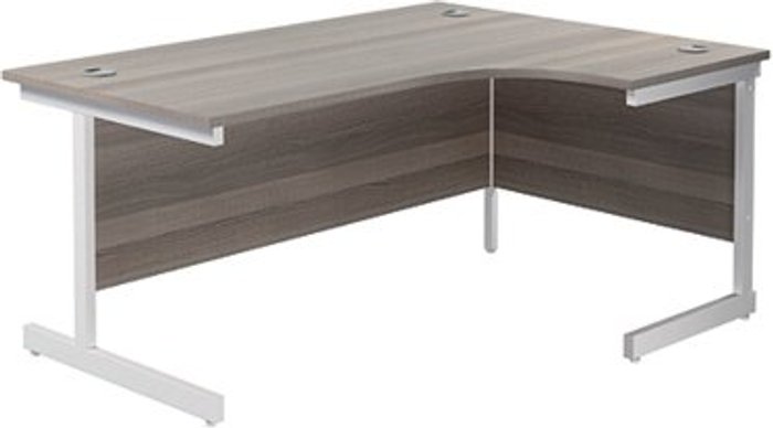 Office Monster | Jemini Jemini Radial Right Hand Single Upright Desk 1600x800-1200x730mm Grey Oak/White KF822722 Jemini Jemini Radial Right Hand Single Upright Desk 1600x800-1200x730mm Grey Oak/White KF822722