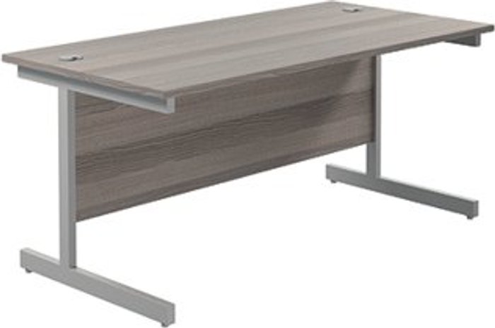 Office Monster | Jemini Jemini Single Upright Rectangular Desk 1600x800x730mm Grey Oak/Silver KF822731 Jemini Jemini Single Upright Rectangular Desk 1600x800x730mm Grey Oak/Silver KF822731