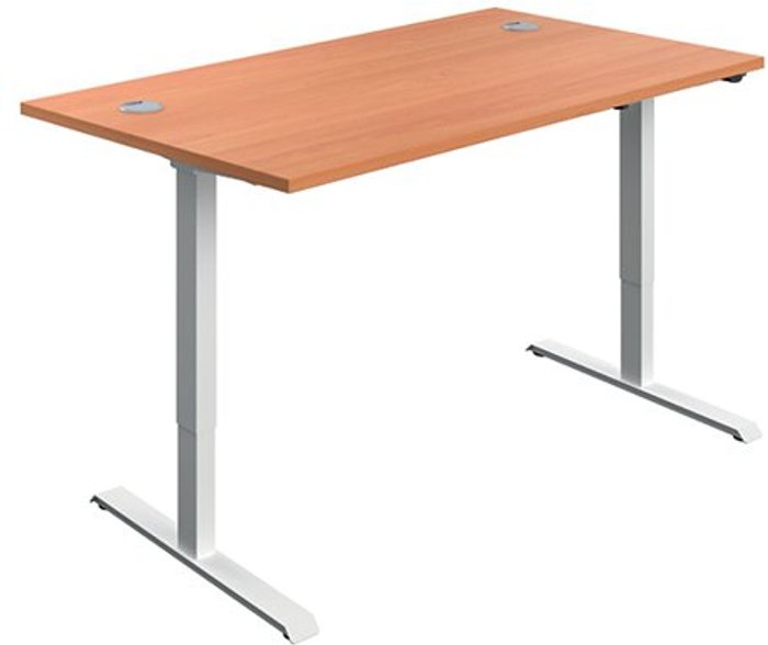 Office Monster | Serrion Serrion Economy Single Motor Sit/Stand Desk 1200x800x735-1235mm Beech/White KF822751 Serrion Serrion Economy Single Motor Sit/Stand Desk 1200x800x735-1235mm Beech/White KF822751