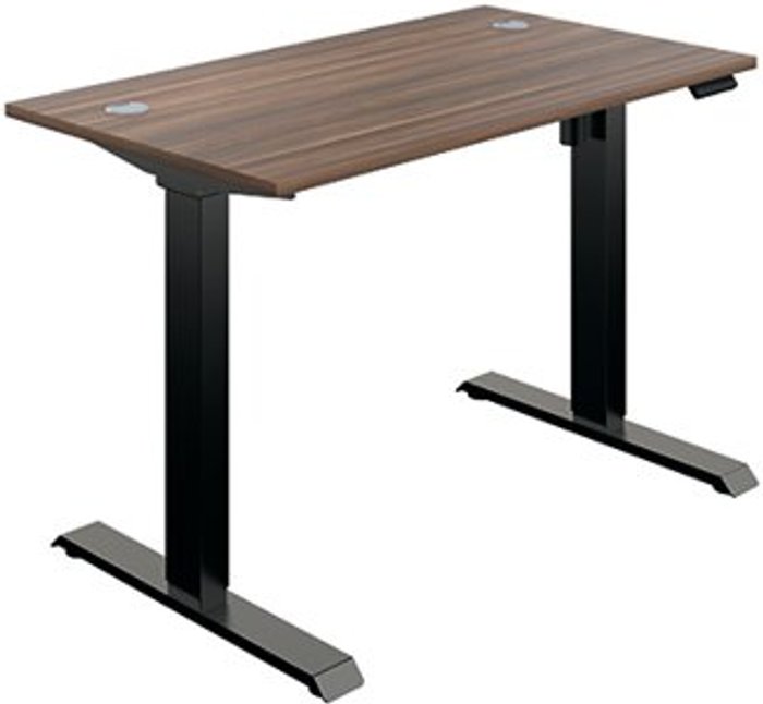 Office Monster | Serrion Serrion Economy Single Motor Sit/Stand Desk 1200x800x735-1235mm Dark Walnut/Black KF822761 Serrion Serrion Economy Single Motor Sit/Stand Desk 1200x800x735-1235mm Dark Walnut/Black KF822761