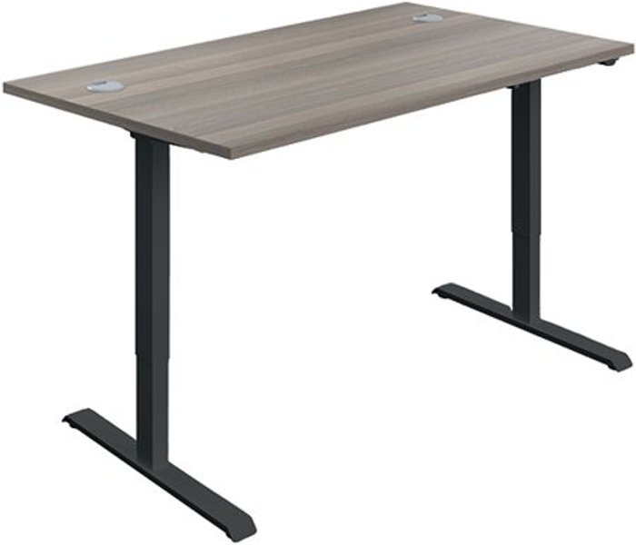 Office Monster | Serrion Serrion Economy Single Motor Sit/Stand Desk 1200x800x735-1235mm Grey Oak/Black KF822781 Serrion Serrion Economy Single Motor Sit/Stand Desk 1200x800x735-1235mm Grey Oak/Black KF822781