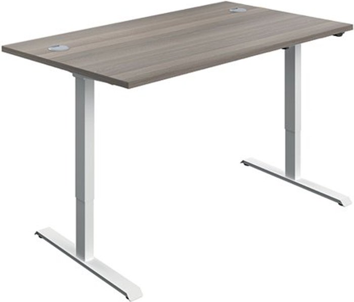 Office Monster | Serrion Serrion Economy Single Motor Sit/Stand Desk 1200x800x735-1235mm Grey Oak/White KF822791 Serrion Serrion Economy Single Motor Sit/Stand Desk 1200x800x735-1235mm Grey Oak/White KF822791