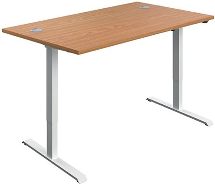 Office Monster | Serrion Serrion Economy Single Motor Sit/Stand Desk 1200x800x735-1235mm Nova Oak/White KF822831 Serrion Serrion Economy Single Motor Sit/Stand Desk 1200x800x735-1235mm Nova Oak/White KF822831