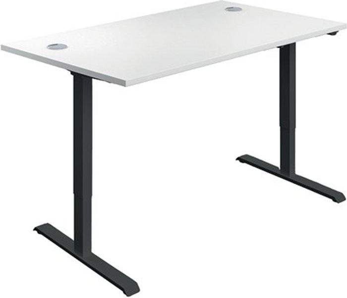 Office Monster | Serrion Serrion Economy Single Motor Sit/Stand Desk 1200x800x735-1235mm White/Black KF822841 Serrion Serrion Economy Single Motor Sit/Stand Desk 1200x800x735-1235mm White/Black KF822841