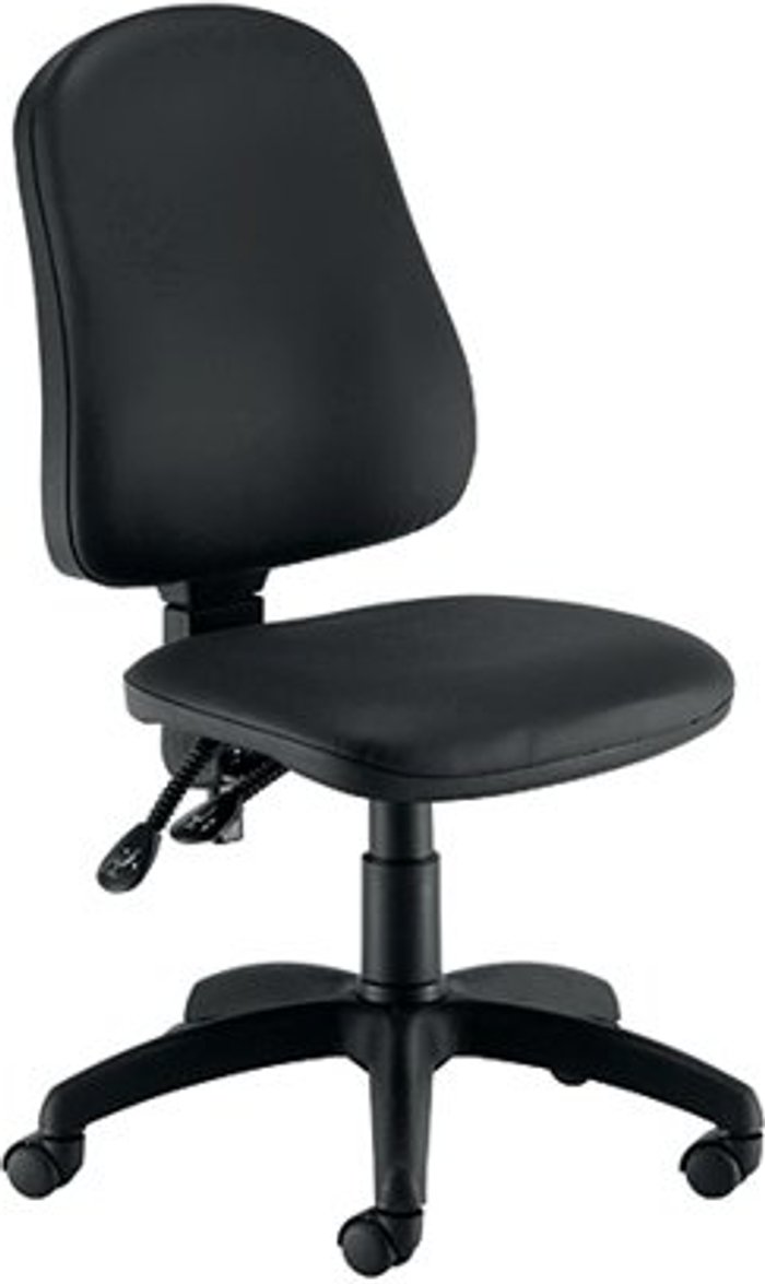 Office Monster | First First Calypso Operator Chair 640x640x985-1175mm 2 Lever Leather Look Black KF90959 First First Calypso Operator Chair 640x640x985-1175mm 2 Lever Leather Look Black KF90959