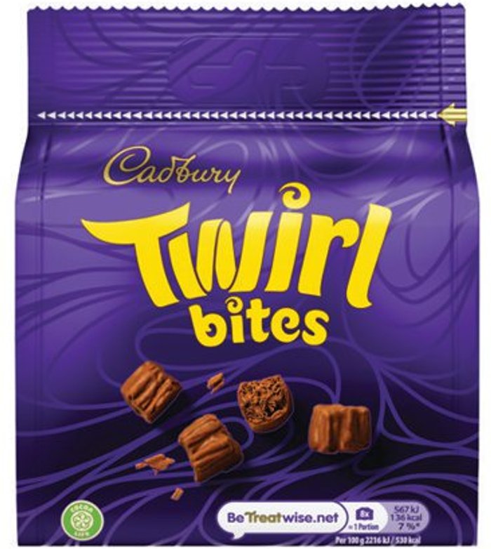 Office Monster | Cadbury Cadbury Twirl Bites Share Bag 95g Each 4240114 Cadbury Cadbury Twirl Bites Share Bag 95g Each 4240114
