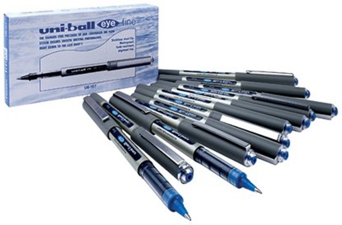 Office Monster | Uni-Ball Uni-Ball UB-157 Eye Rollerball Pen Fine Blue (Pack of 12) 162453000 Uni-Ball Uni-Ball UB-157 Eye Rollerball Pen Fine Blue (Pack of 12) 162453000