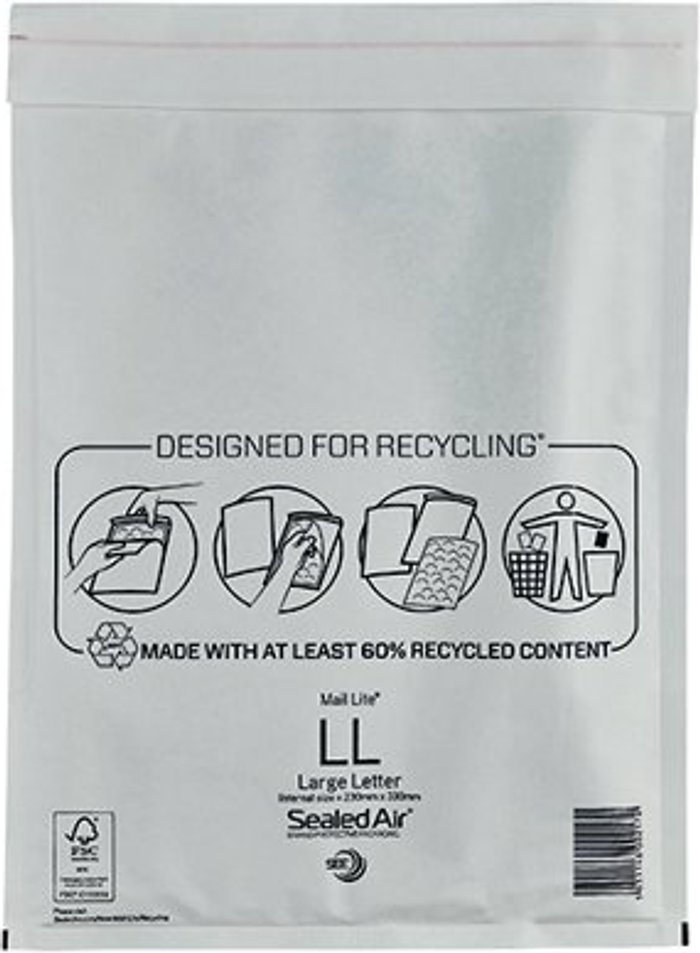 Office Monster | Mail Lite Mail Lite Bubble Lined Postal Bag Size LL 230x330mm White (Pack of 50) MAIL LITE LL Mail Lite Mail Lite Bubble Lined Postal Bag Size LL 230x330mm White (Pack of 50) MAIL LITE LL
