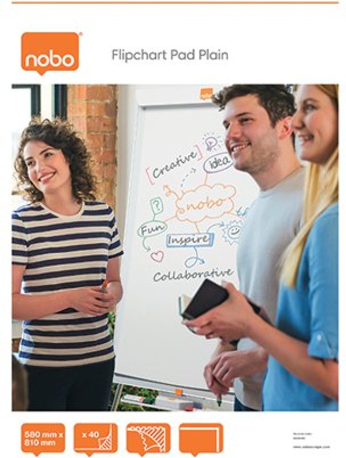 Office Monster | Nobo Nobo Plain Flipchart Pad A1 40 Sheet (Pack of 5) 34631165 Nobo Nobo Plain Flipchart Pad A1 40 Sheet (Pack of 5) 34631165
