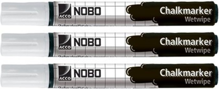Office Monster | Nobo Nobo Chalk Marker White (Pack of 3) 34438398 Nobo Nobo Chalk Marker White (Pack of 3) 34438398