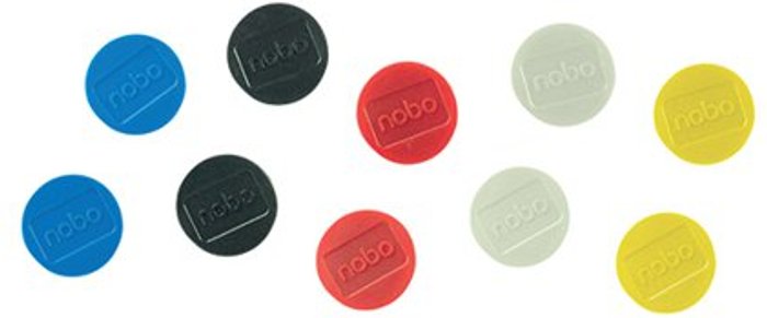 Office Monster | Nobo Nobo Whiteboard Magnets 38mm Assorted (Pack of 10) 1915318 Nobo Nobo Whiteboard Magnets 38mm Assorted (Pack of 10) 1915318