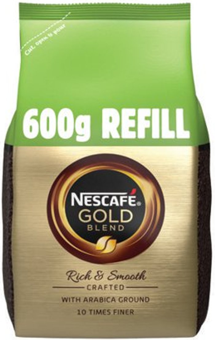 Office Monster | Nescafe Nescafe Gold Blend 600g Refill Makes approx 333 Cups 12226527 Nescafe Nescafe Gold Blend 600g Refill Makes approx 333 Cups 12226527